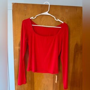 Red square neck long sleeve top NWT size small